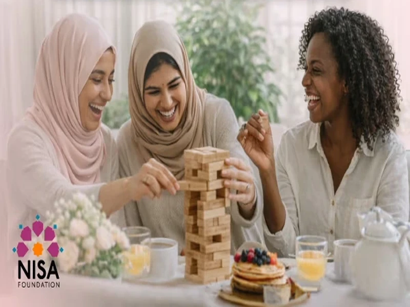 Women enjoying brunch and conversation at Amaan Cafe